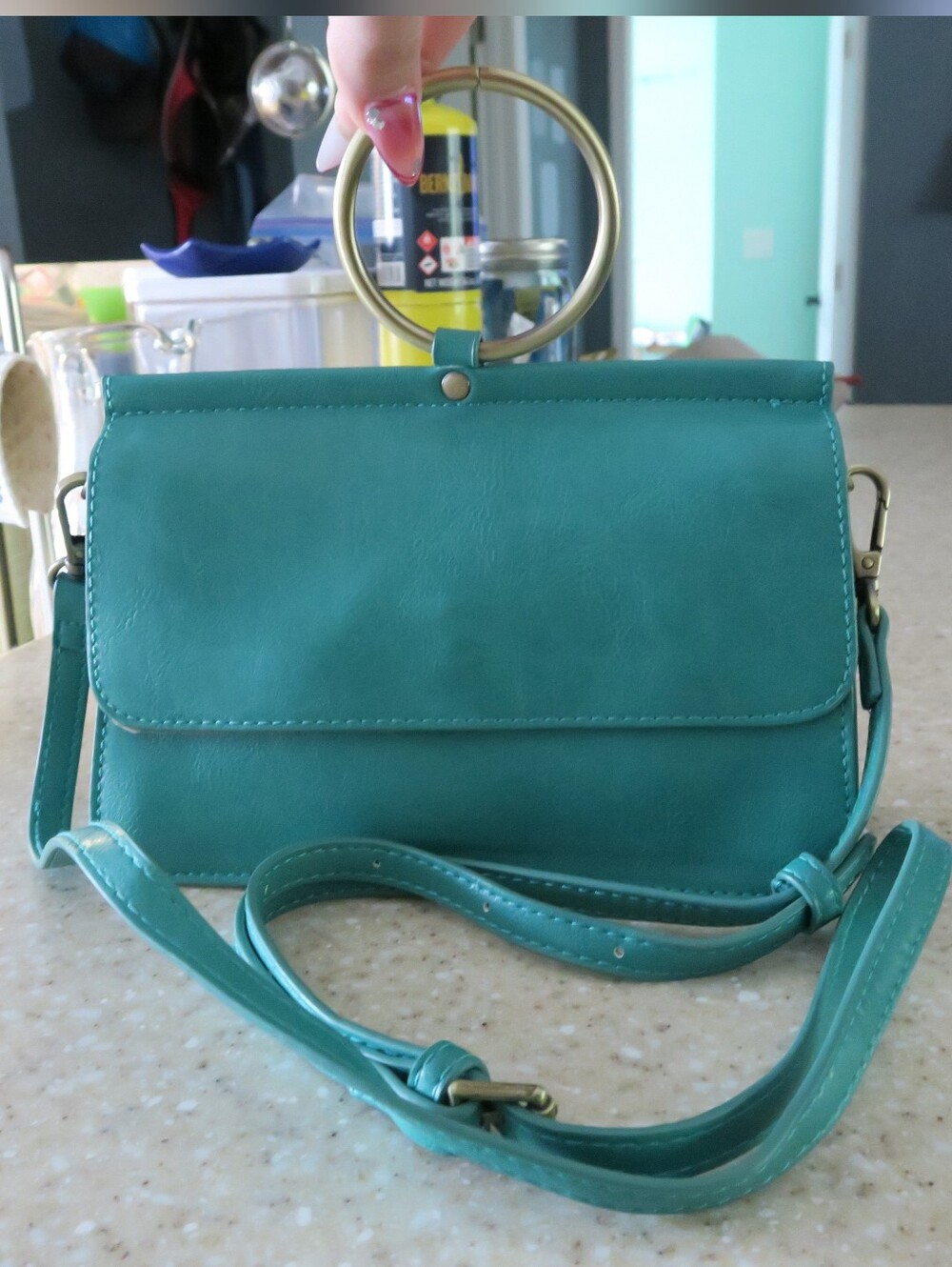 Small Teal Leather Handbag